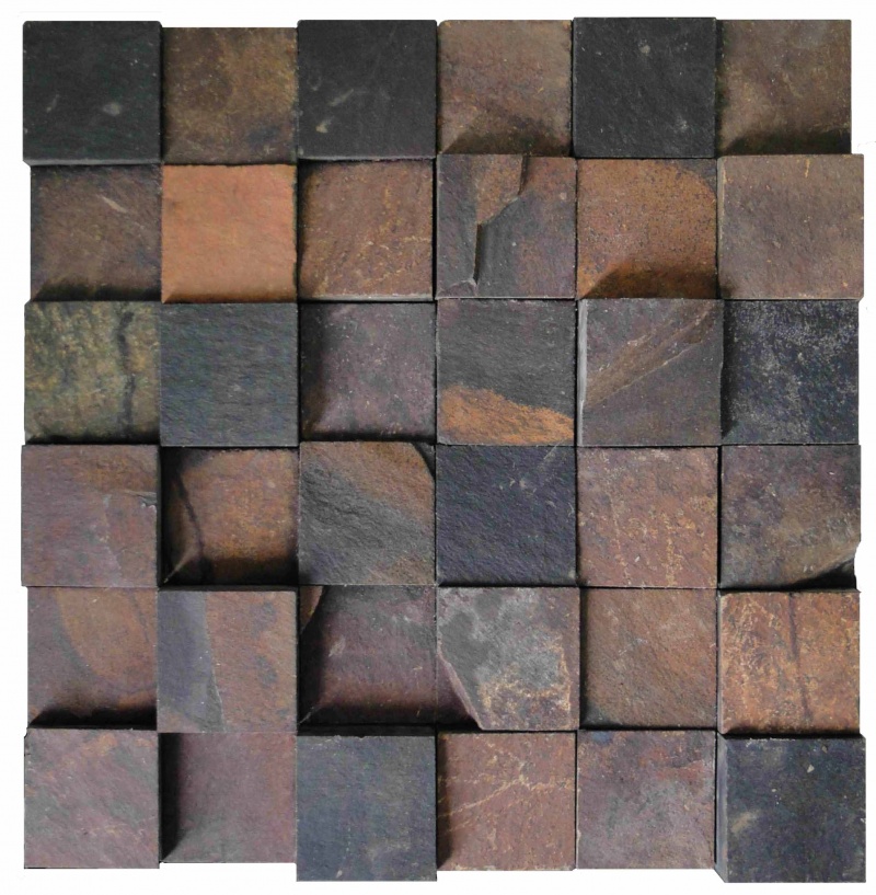 Pedra Ferro Mescla Marrom, Alaranjado e Preto Mosaico Telado 30x30 (10x10 /  5x5 / 10x5)